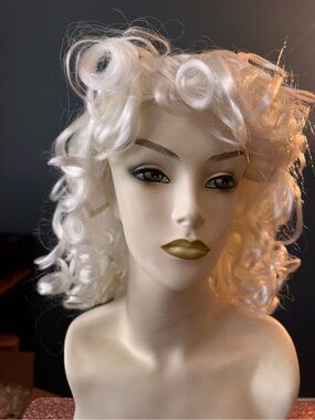 White Curly Synthetic Women's Wig - Brand Unspecified